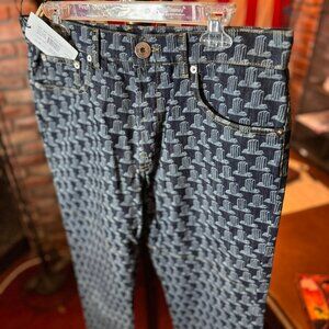 $1025 LANVIN All-Over Monogram DENIM JEANS (sz 34)
